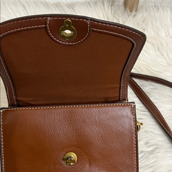 FOSSIL Brown Leather Crossbody Bag Ainsley Flap - Picture 7 of 15